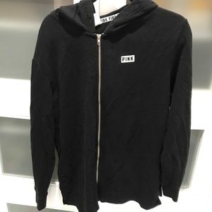 Pink black full zipper hoodie